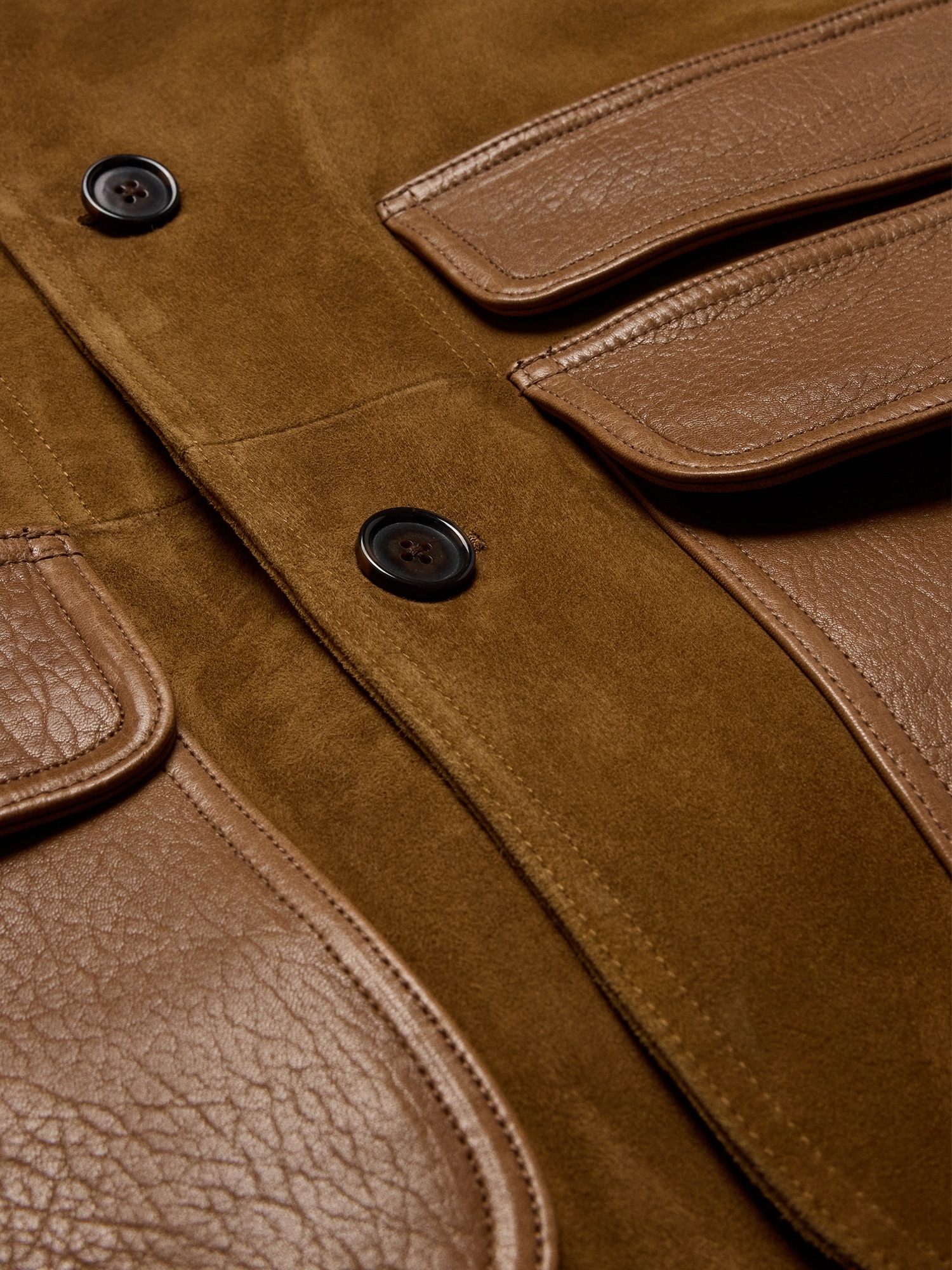 Suede Barn Coat with Leather Trim - thumbnail 5