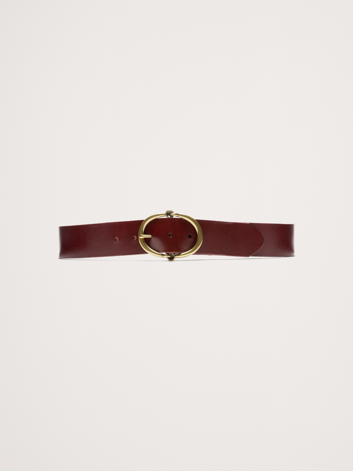 Leather Rounded-Buckle Belt