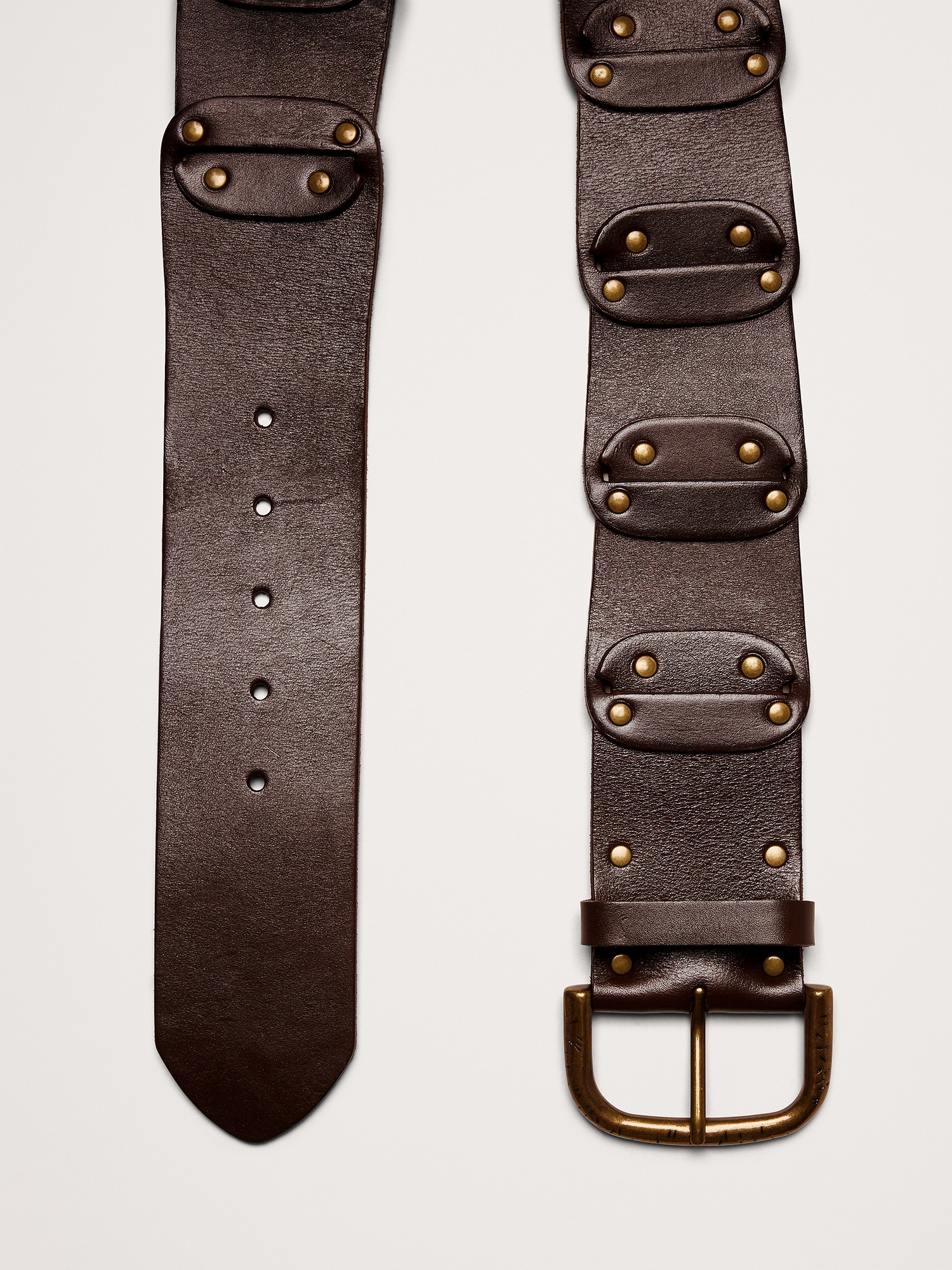 Женский ремень Banana Republic Leather Studded Belt, цвет: Коричневый — фото 3