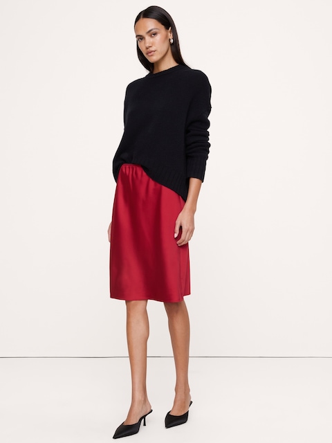 Stretch-Satin Knee-Length Skirt