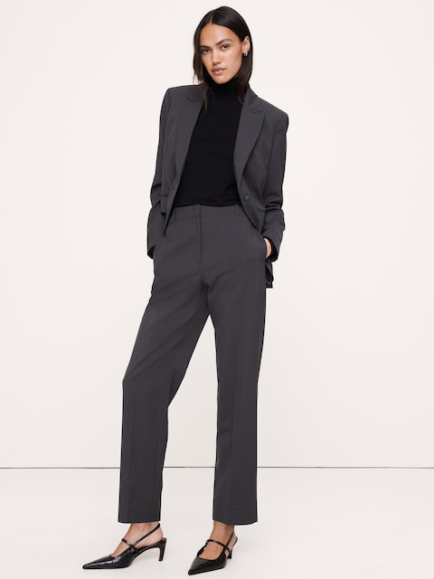Ultra High-Rise Modern Slim Italian Lightweight Wool Ankle Pant