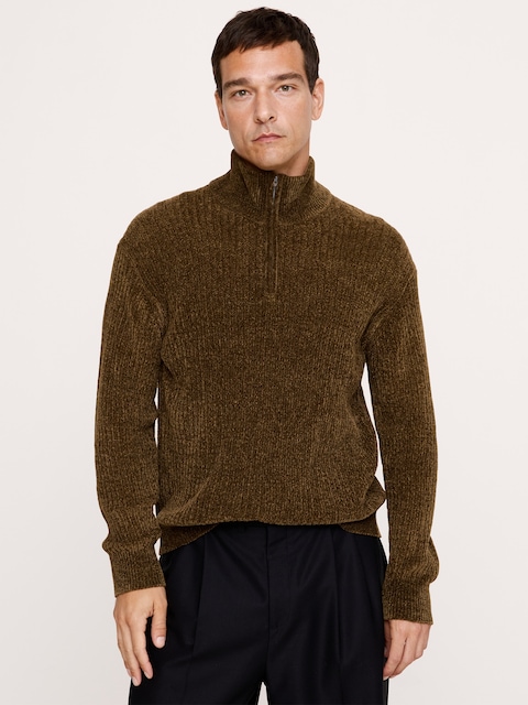 Italian Chenille Quarter-Zip Sweater