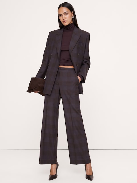 High-Rise Wide-Leg Wool-Blend Pant