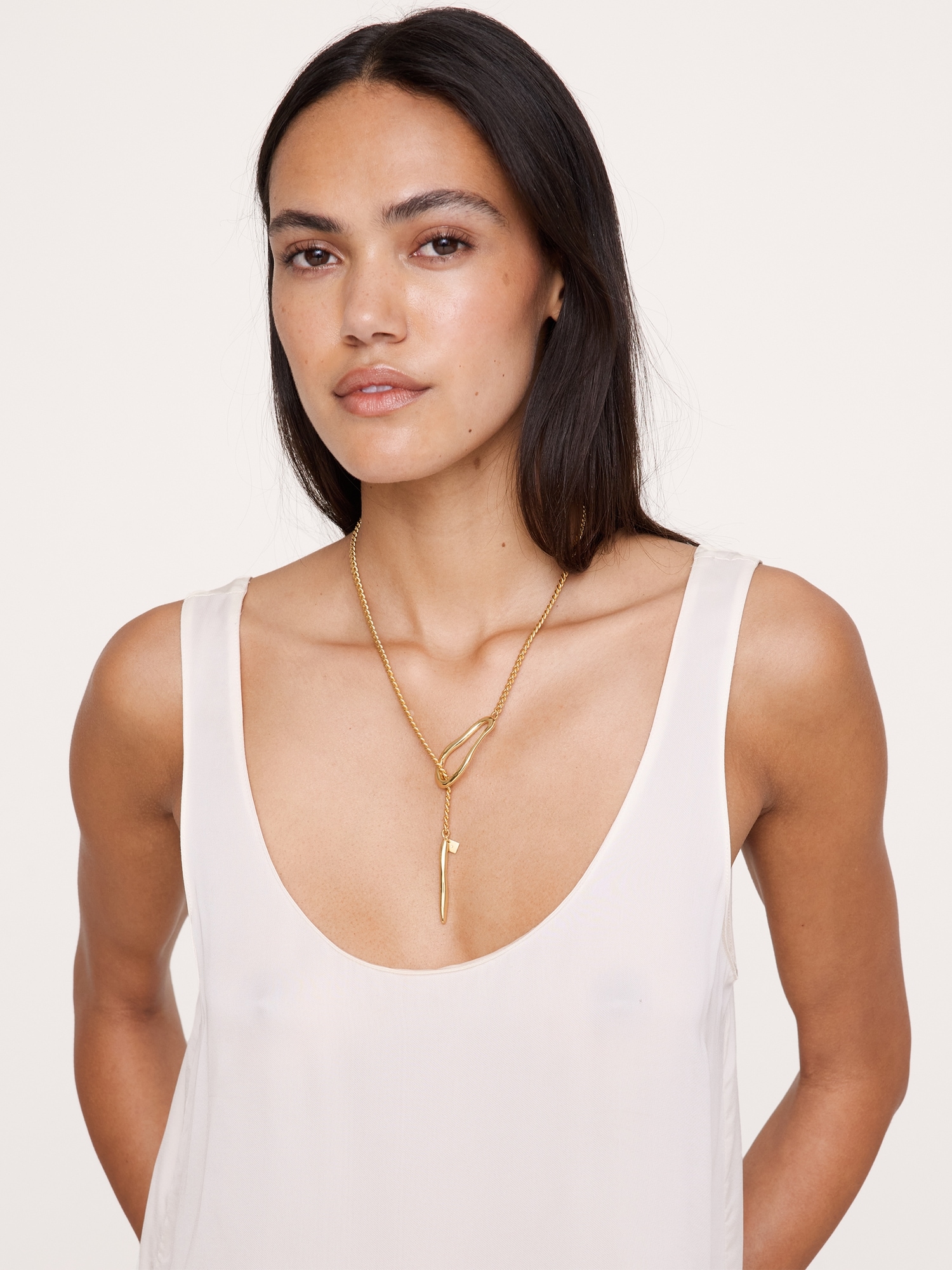 Abstract Oval Drop Necklace - thumbnail 4
