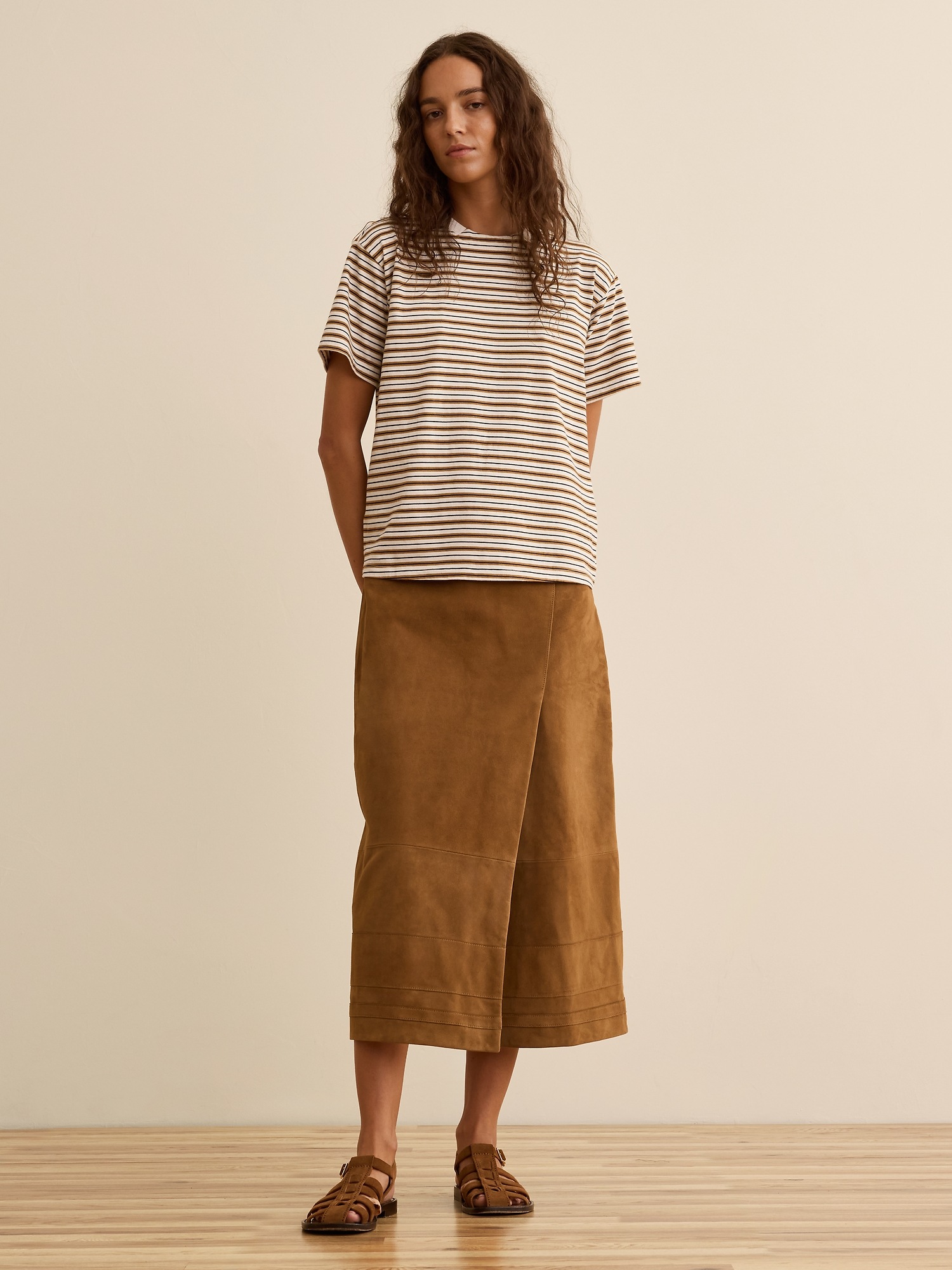 Женская юбка Banana Republic x La Ligne The Suede Wrap Midi, цвет: Карамельный коричневый — фото 2