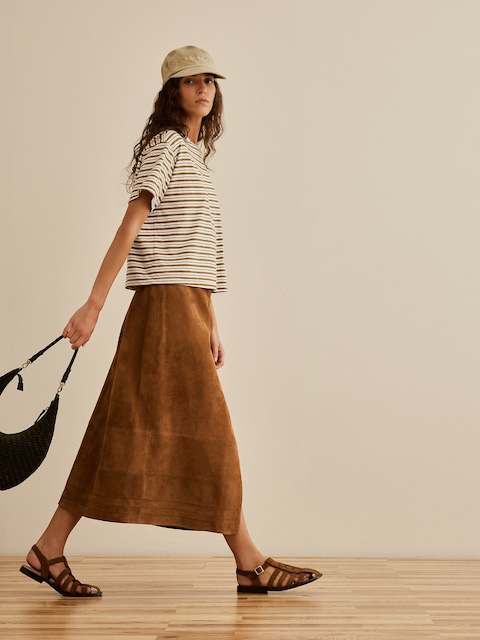 Banana Republic x La Ligne The Suede Wrap Midi Skirt