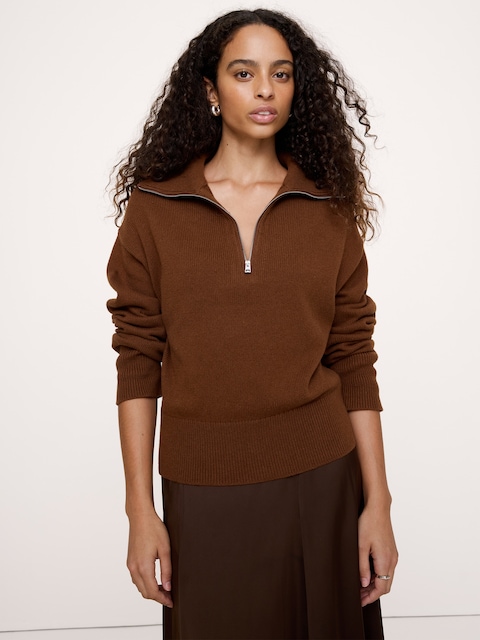 Italian Cotton-Cashmere Half-Zip Sweater