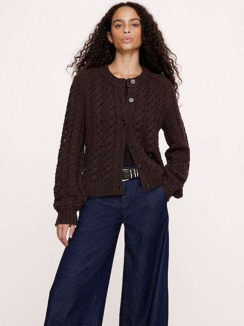 Merino-Yak Cable-Knit Cardigan