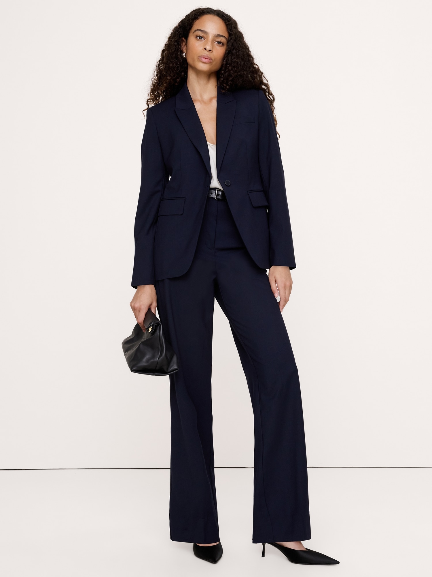 Ultra High-Rise Modern Straight Italian Lightweight Wool Pant
