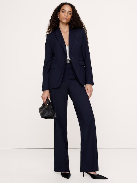 Ultra High-Rise Modern Straight Italian Lightweight Wool Pant