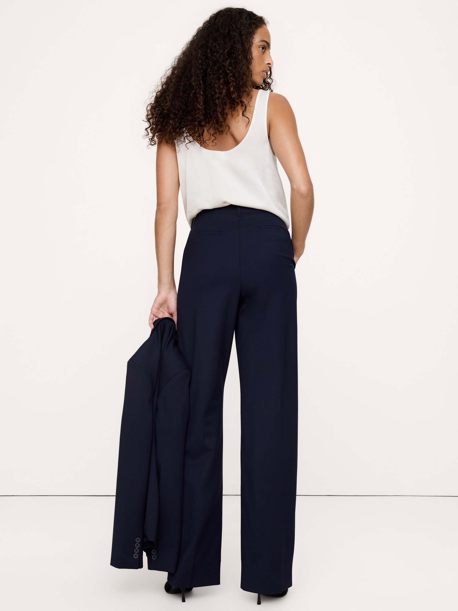 Ultra High-Rise Modern Straight Italian Lightweight Wool Pant - thumbnail 9