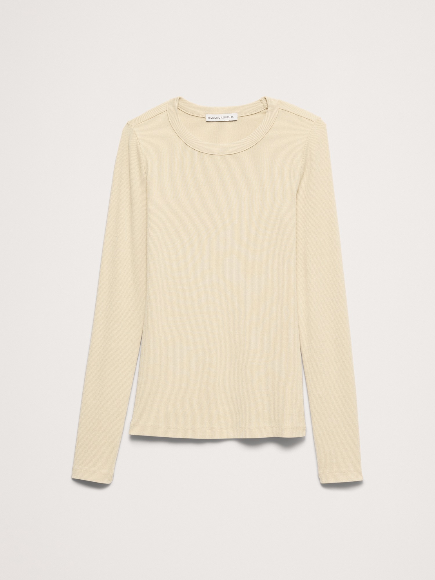Женская футболка Banana Republic Ribbed Crew-Neck, цвет: Бежевый — фото 4