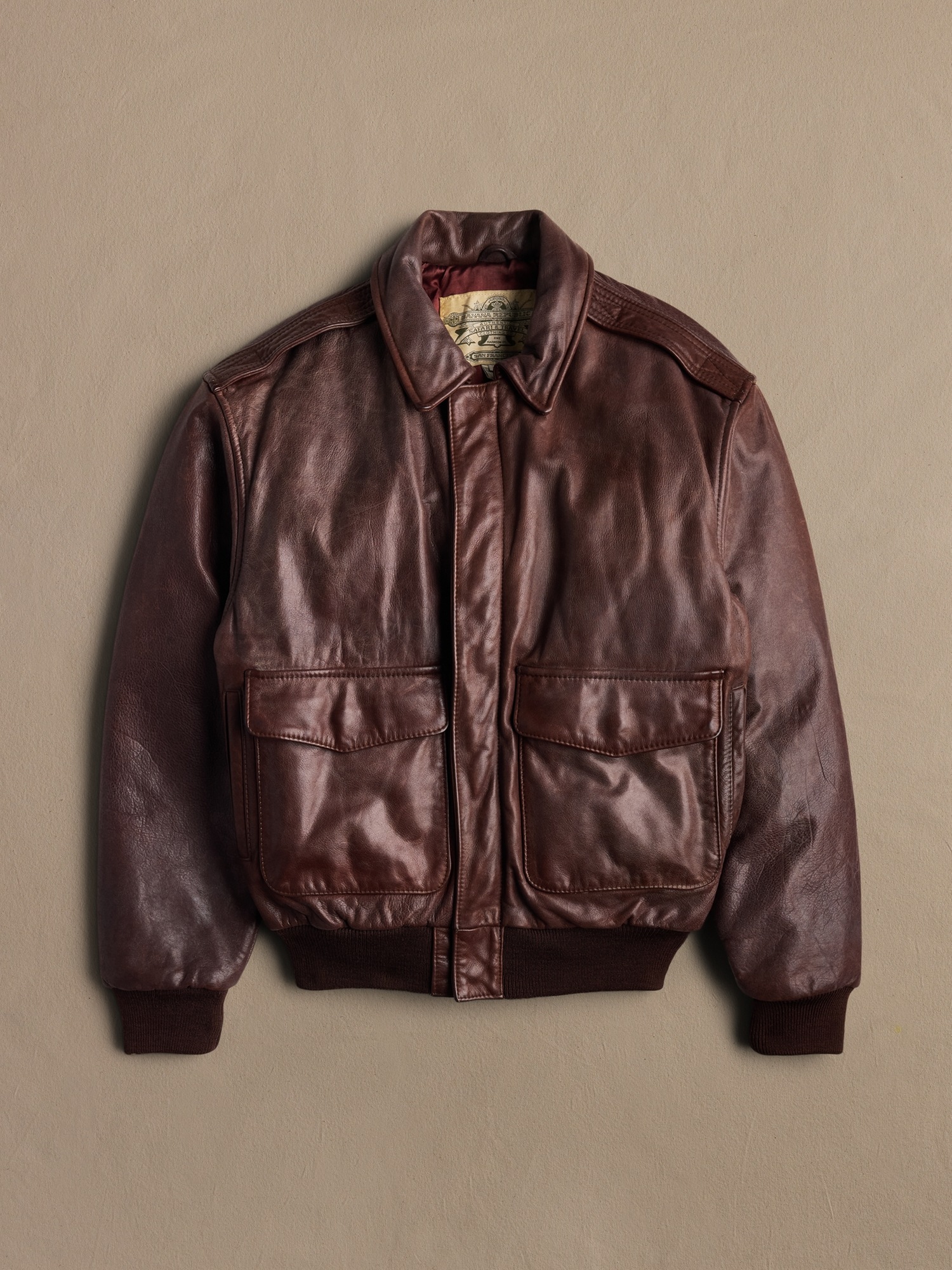 Archive Leather Jacket With Zip Closure And Patch Pockets Men's