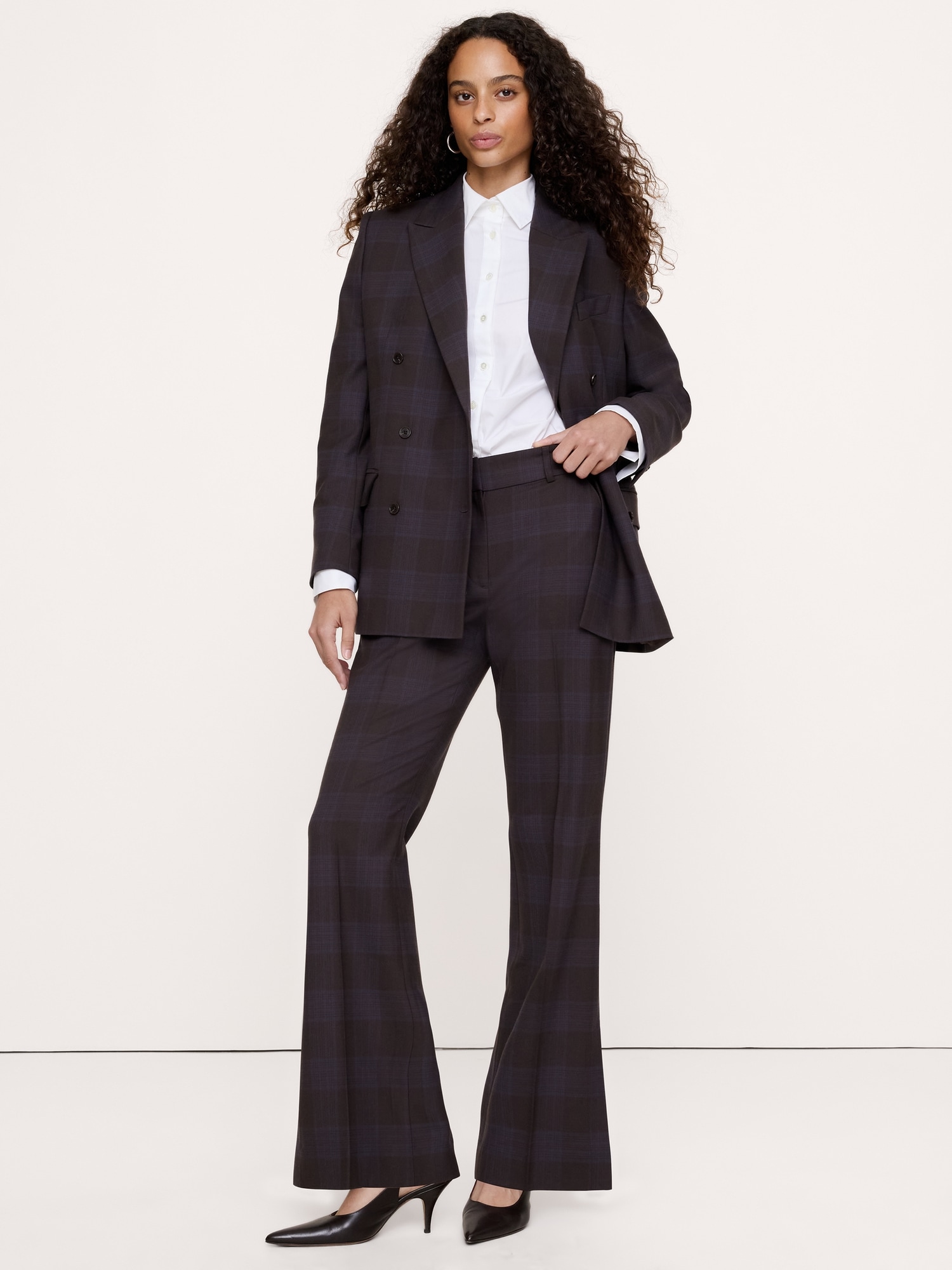 High-Rise Modern Flare Wool-Blend Pant with Side Slit