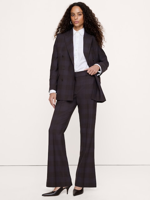 High-Rise Modern Flare Wool-Blend Pant with Side Slit