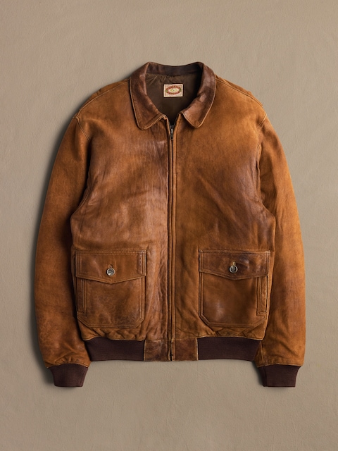 Archive Leather Jacket With Patch Pockets Men's Size 42 Long