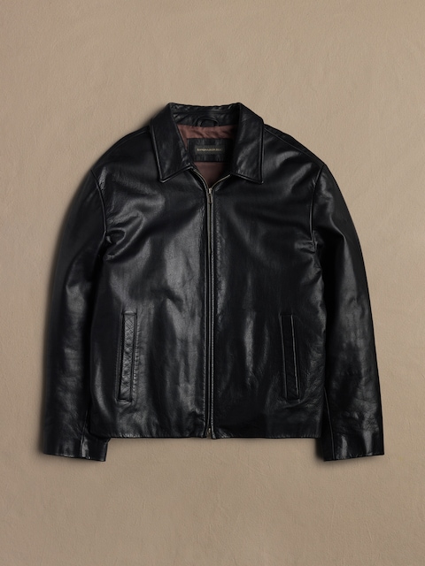 Archive Leather Jacket With Double Zip Closure Men's Size XL