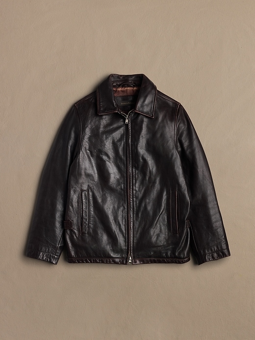 Archive Leather Jacket With Double Zip Closure Men's Size XS