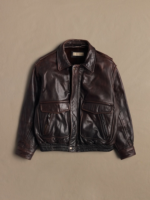 Archive Leather Jacket With Patch Pockets Men's Size L
