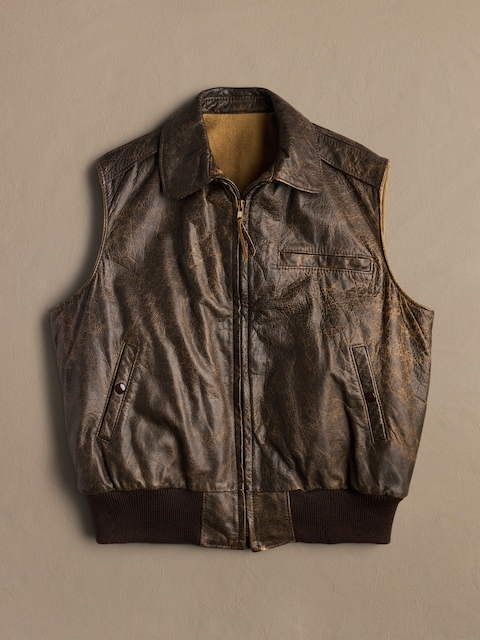 Archive Distressed Leather Vest Men's Size XL