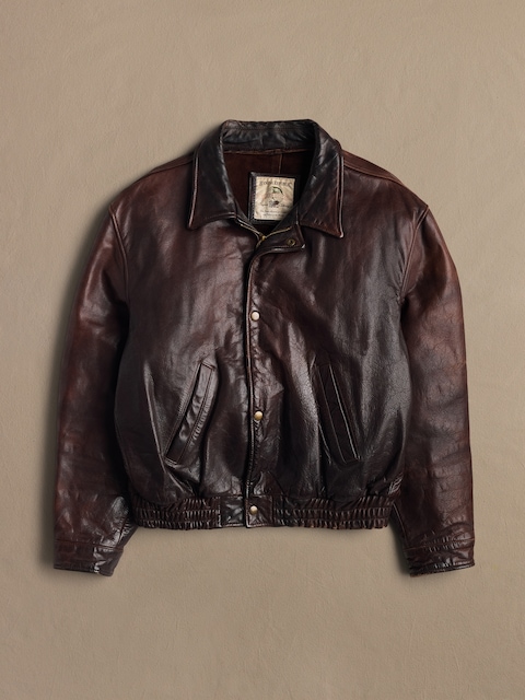 Archive Leather Jacket With Zip-And-Button Closure Men's Size 46