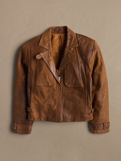 Archive Leather Jacket With Top Button Closure Women's Size 8