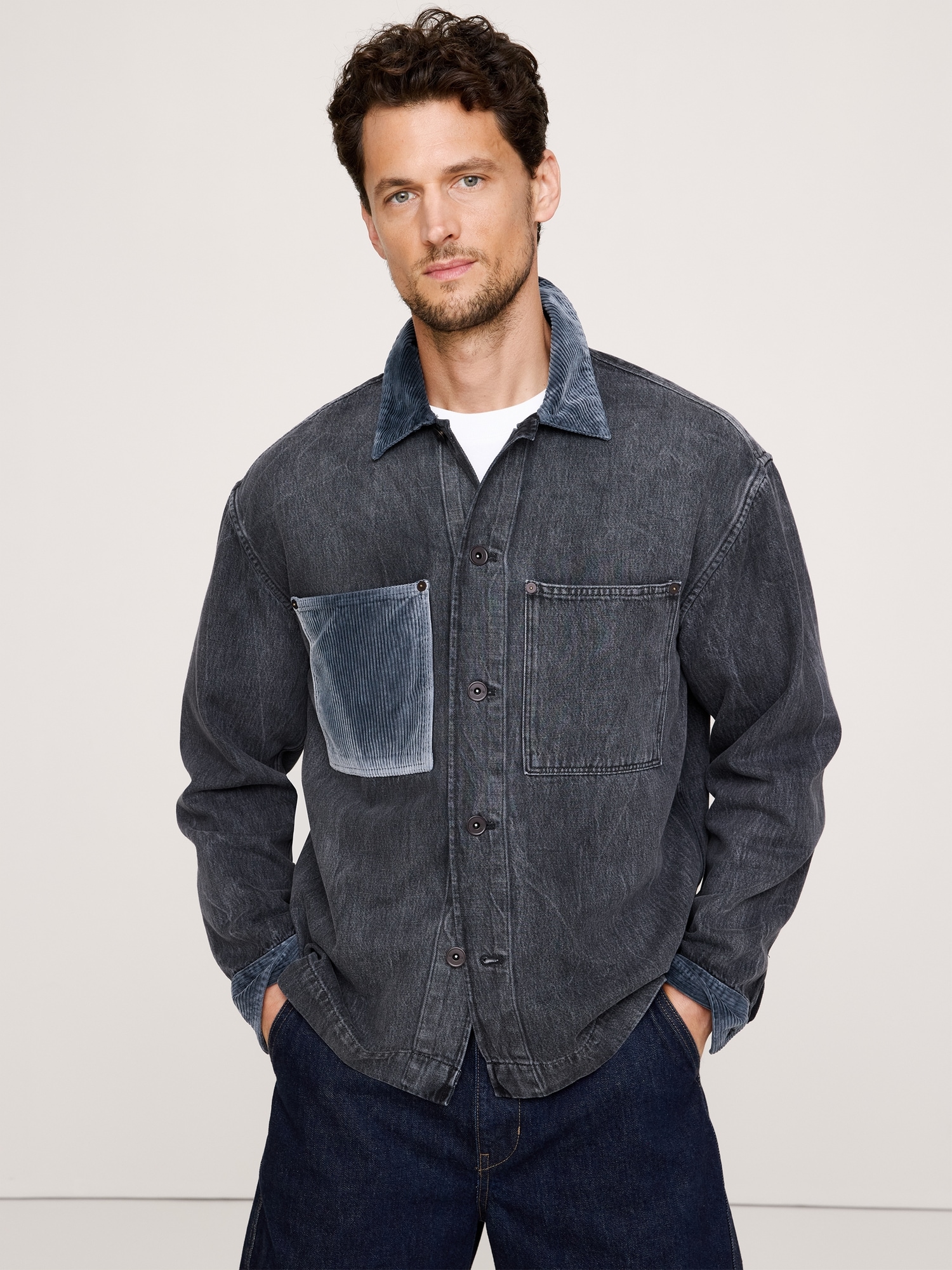 Relaxed-Fit Italian Denim Overshirt - thumbnail 3