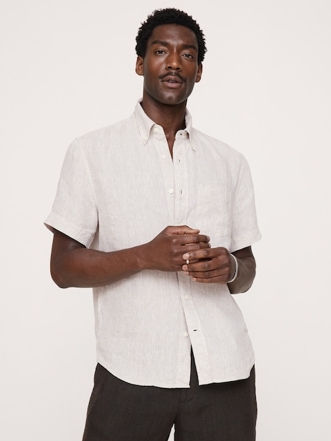 Standard-Fit Linen Short-Sleeve Shirt