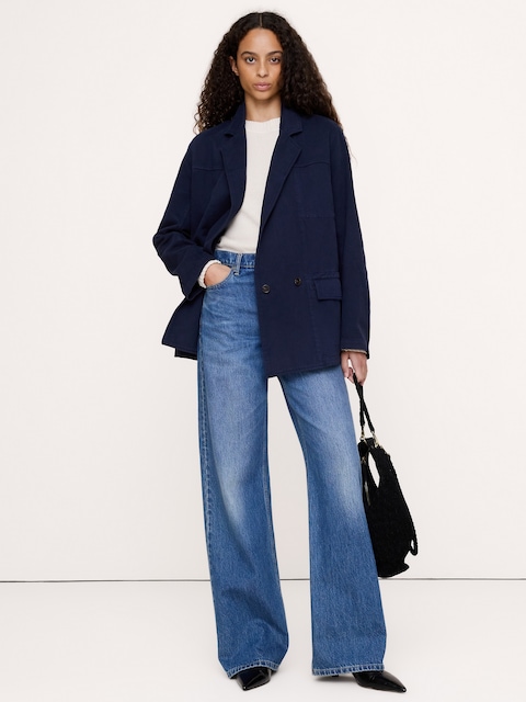Cotton-Linen Utility Blazer