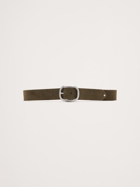 Leather Oval-Buckle Belt