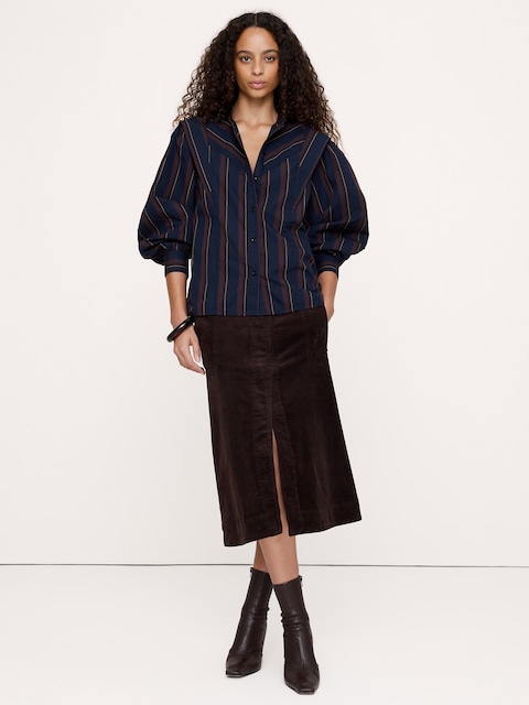 Cotton Layered-Collar Shirt