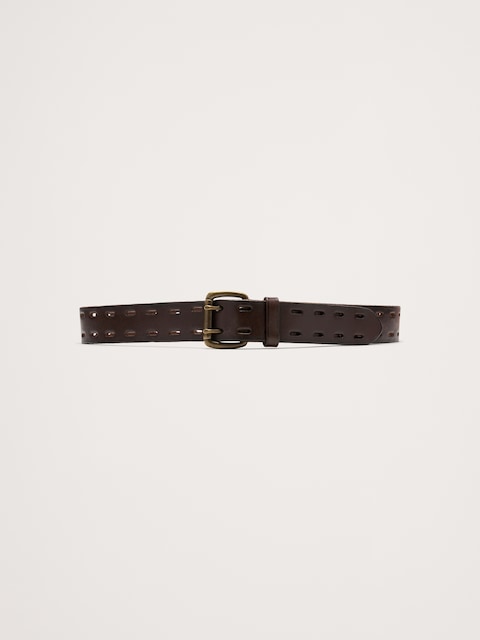 Double-Prong Wide Leather Belt