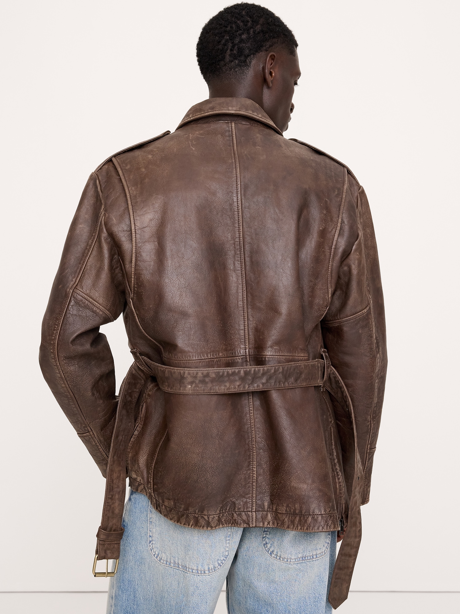 Leather Belted Field Jacket
