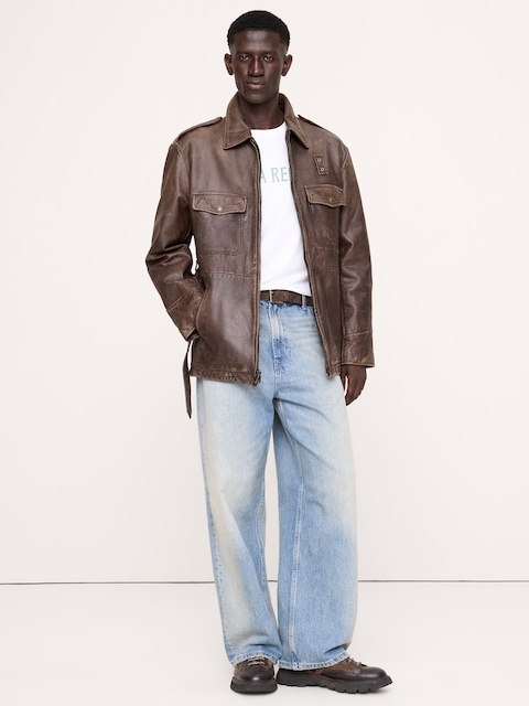 Leather Belted Field Jacket