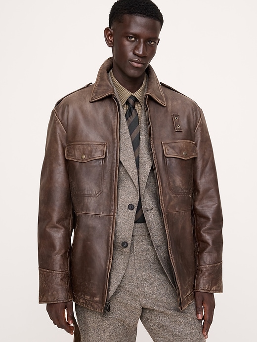 Leather Belted Field Jacket | Banana Republic