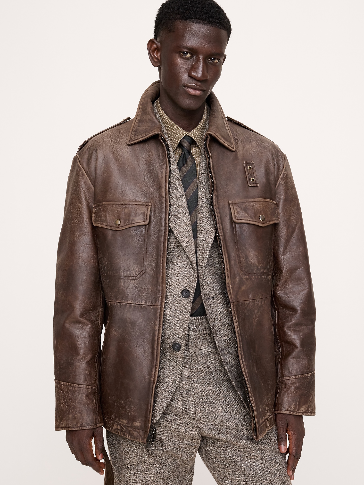 Leather Belted Field Jacket