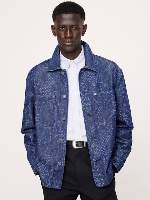 Relaxed-Fit Italian Printed Denim Overshirt