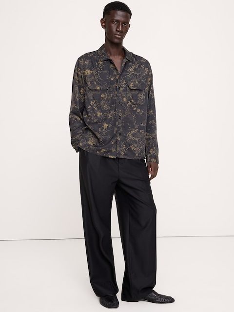 Standard-Fit Drapey Floral Resort Shirt
