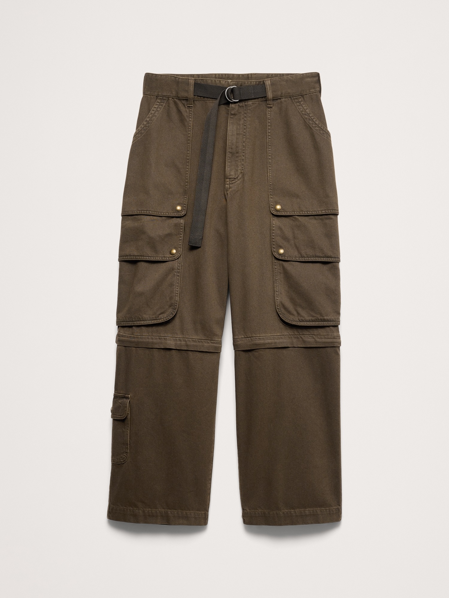 Мужские брюки Banana Republic Cotton-Twill Cargo Convertible Pant, цвет: Тёмный коричневый — фото 4