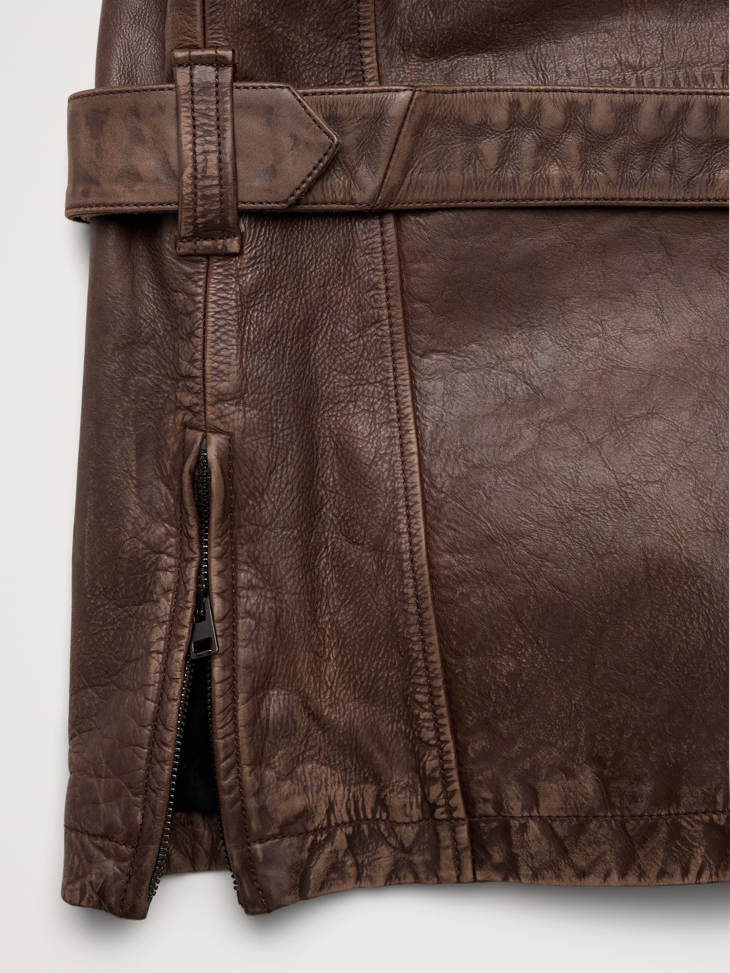 Мужская куртка Banana Republic Leather Belted Field, цвет: Средний коричневый — фото 5