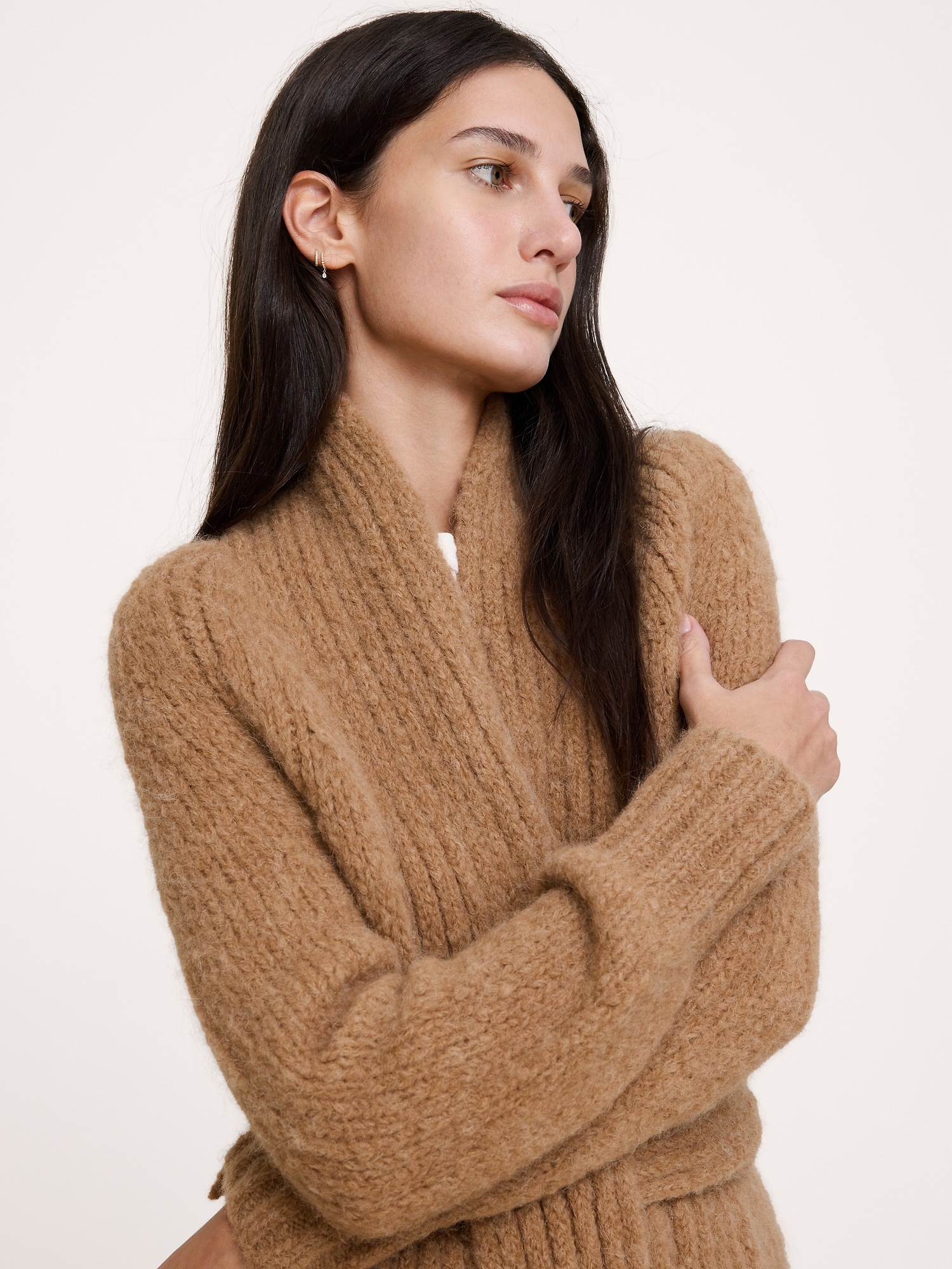 Женский кардиган Banana Republic Italian Alpaca-Blend Duster, цвет: Верблюжий коричневый — фото 3
