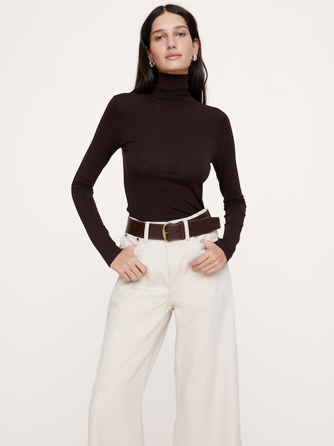Luxe Wool-Blend Turtleneck T-Shirt