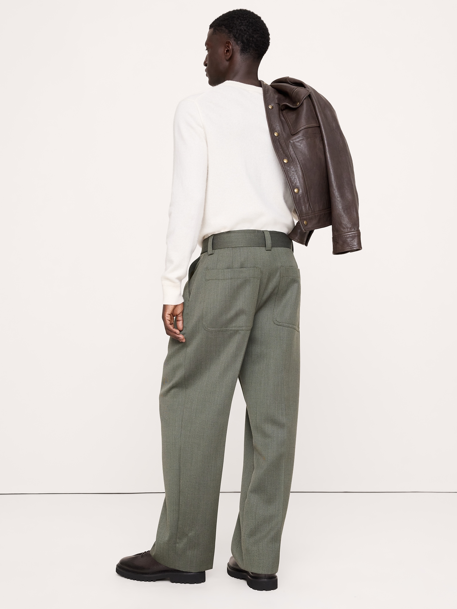 Loose Twill Belted Dress Pant - thumbnail 6
