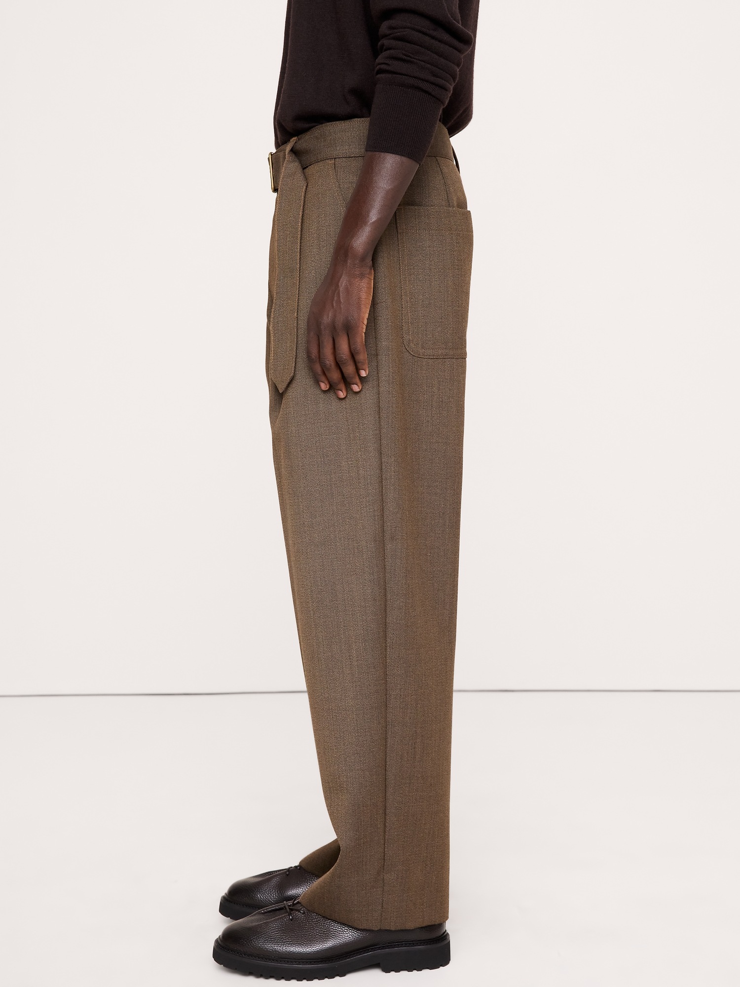 Loose Twill Belted Dress Pant - thumbnail 3