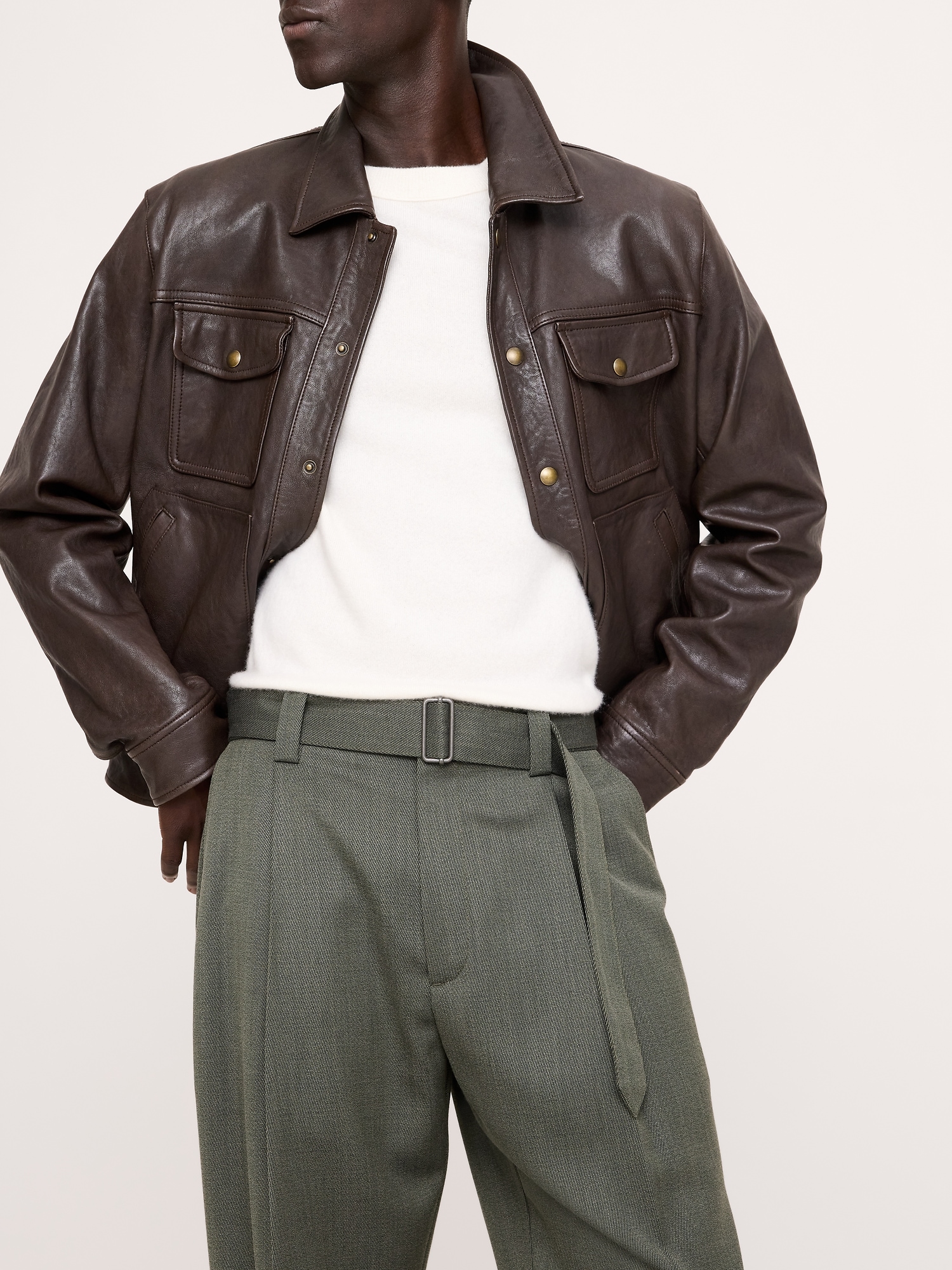 Loose Twill Belted Dress Pant - thumbnail 7