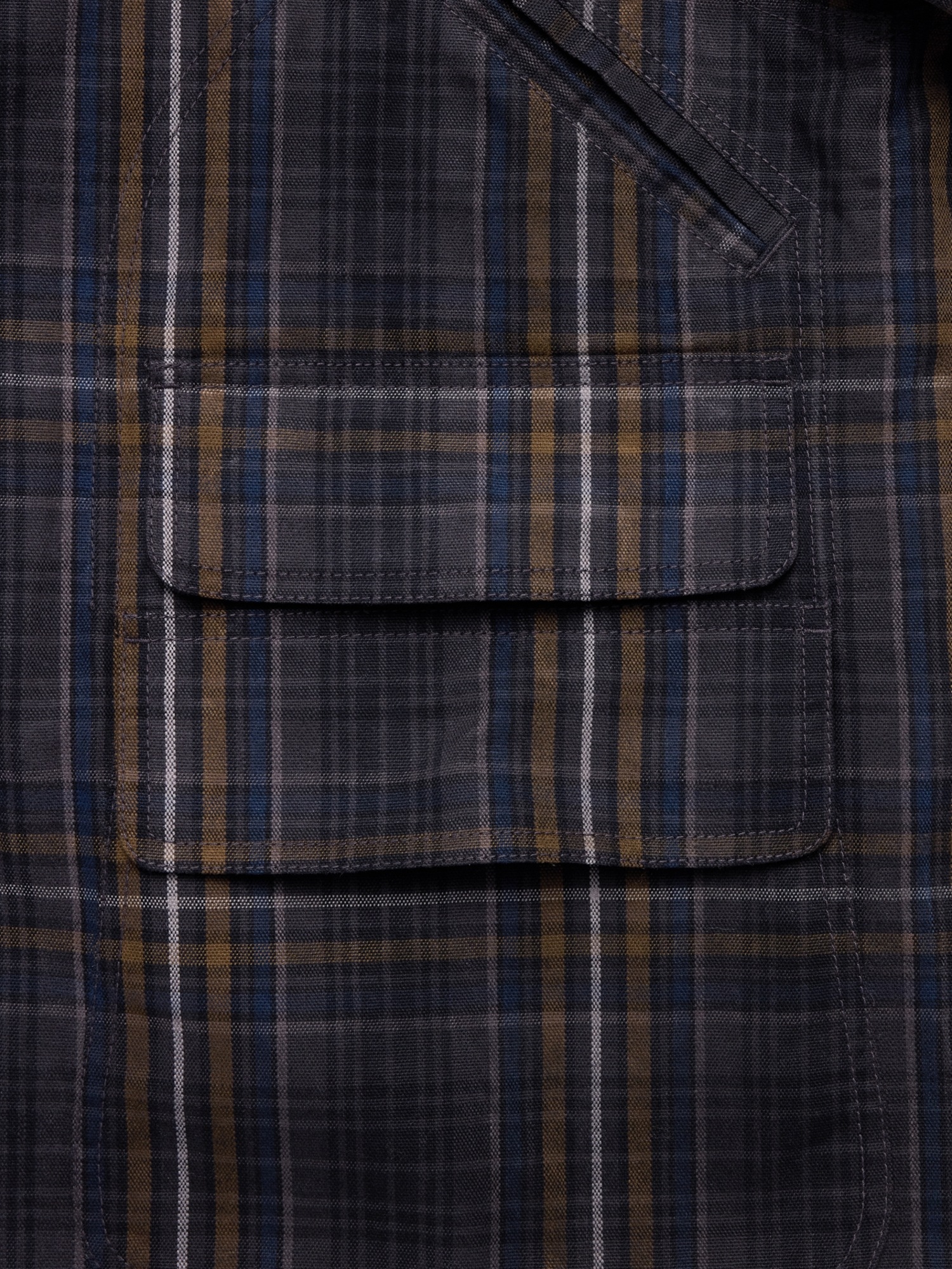 Мужское пальто Banana Republic Cotton Canvas Barn Coat with Corduroy Collar, цвет: Тёмно-синий клетчатый — фото 6