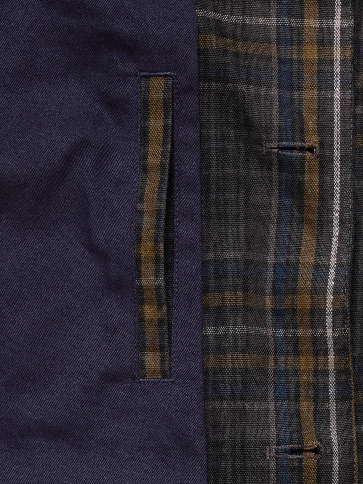 Мужское пальто Banana Republic Cotton Canvas Barn Coat with Corduroy Collar, цвет: Тёмно-синий клетчатый — фото 5