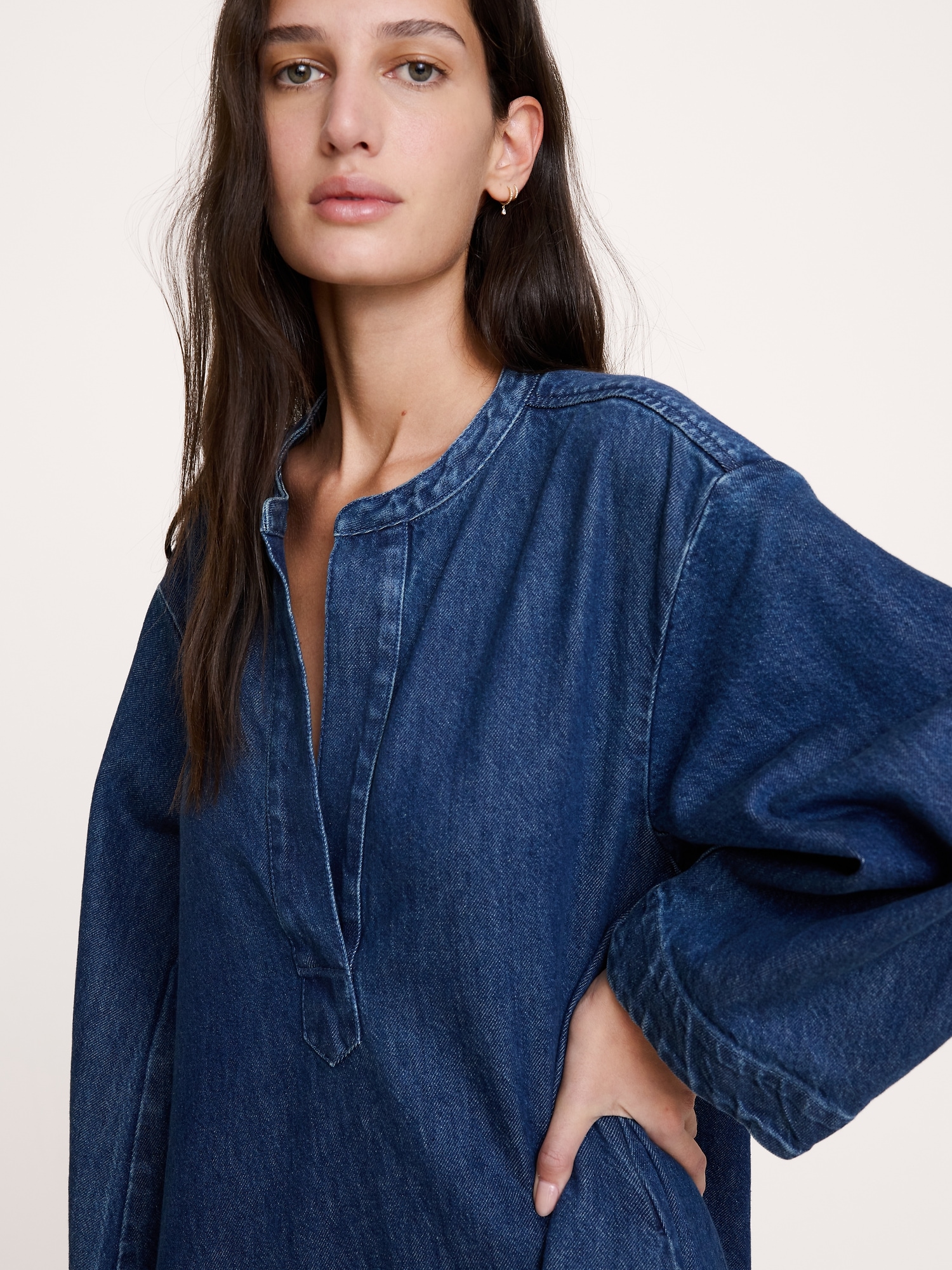 Denim Popover Shirt Dress - thumbnail 3