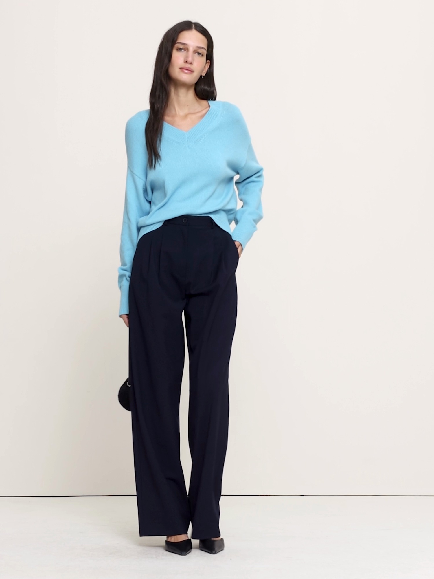 Женский свитер Banana Republic Oversized Italian Cotton-Cashmere, цвет: Синий — фото 6
