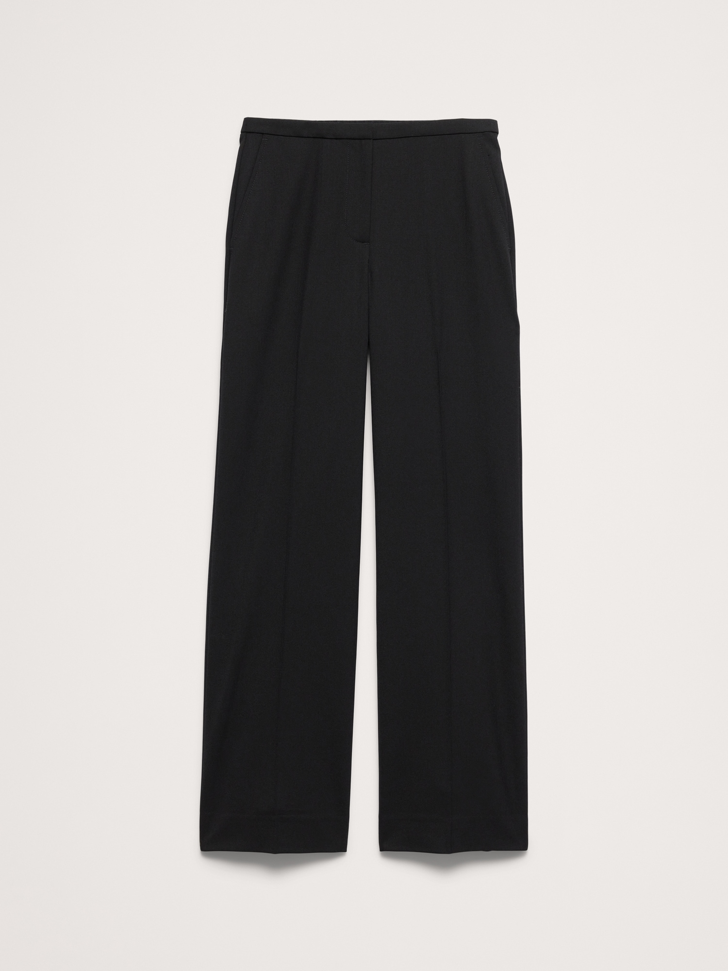 Женские брюки Banana Republic Mid-Rise Wide-Leg Italian Lightweight Wool Pant, цвет: Чёрный — фото 3